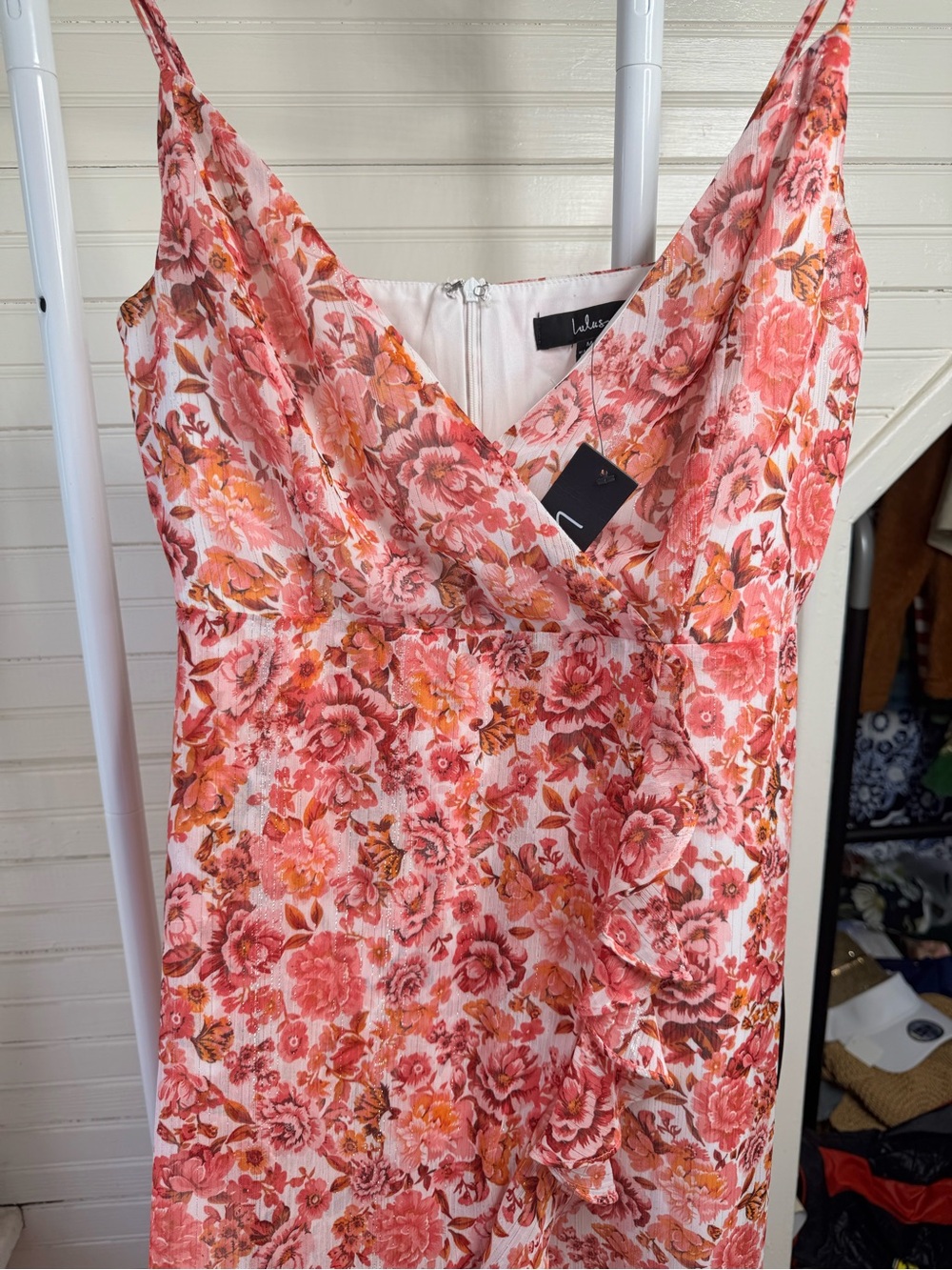 Lulu’s Always Enchanting pink floral metallic high low dress - Picture 6 of 10
